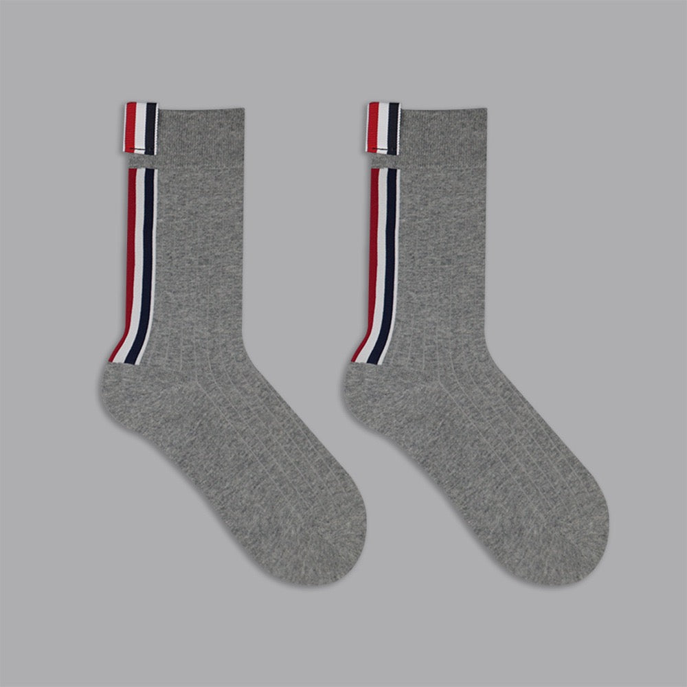 Thom Browne Classic Four-Bar Mid-Calf Socks - Premium Cotton 3-Pack