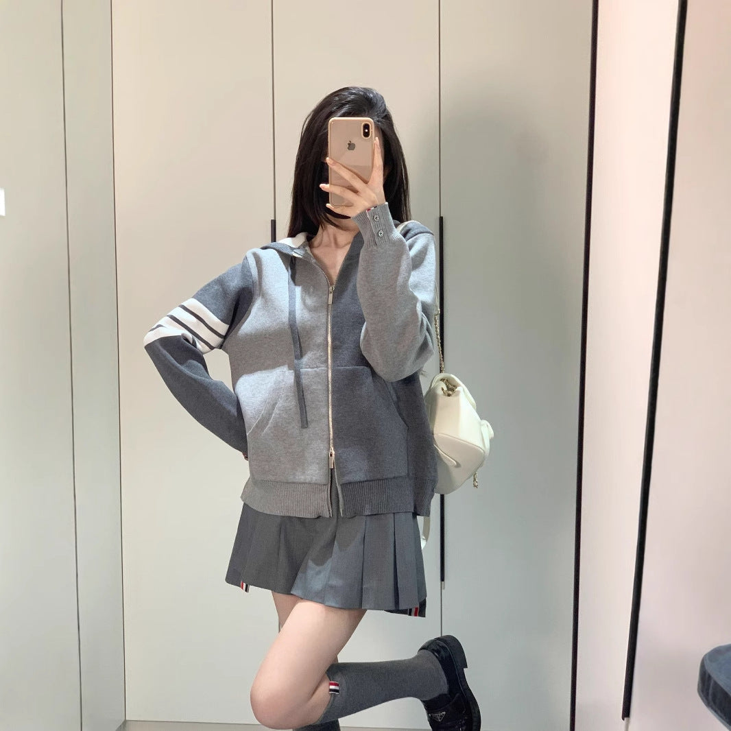 2025SS  Left and right colorblock hoodie THOM TREND