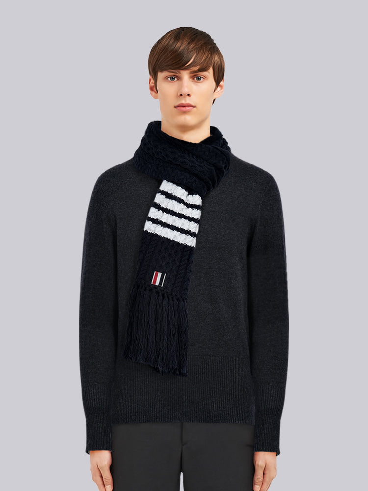 Couple knitted cable sweater scarf THOM TREND