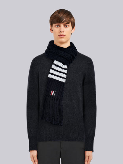 Couple knitted cable sweater scarf THOM TREND
