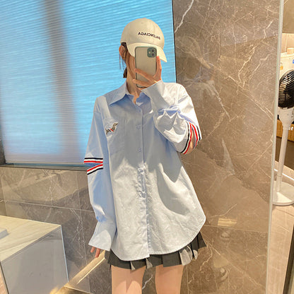 Women's Pink Striped Shirt（复制） THOM TREND