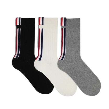 Thom Browne Classic Four-Bar Mid-Calf Socks - Premium Cotton 3-Pack