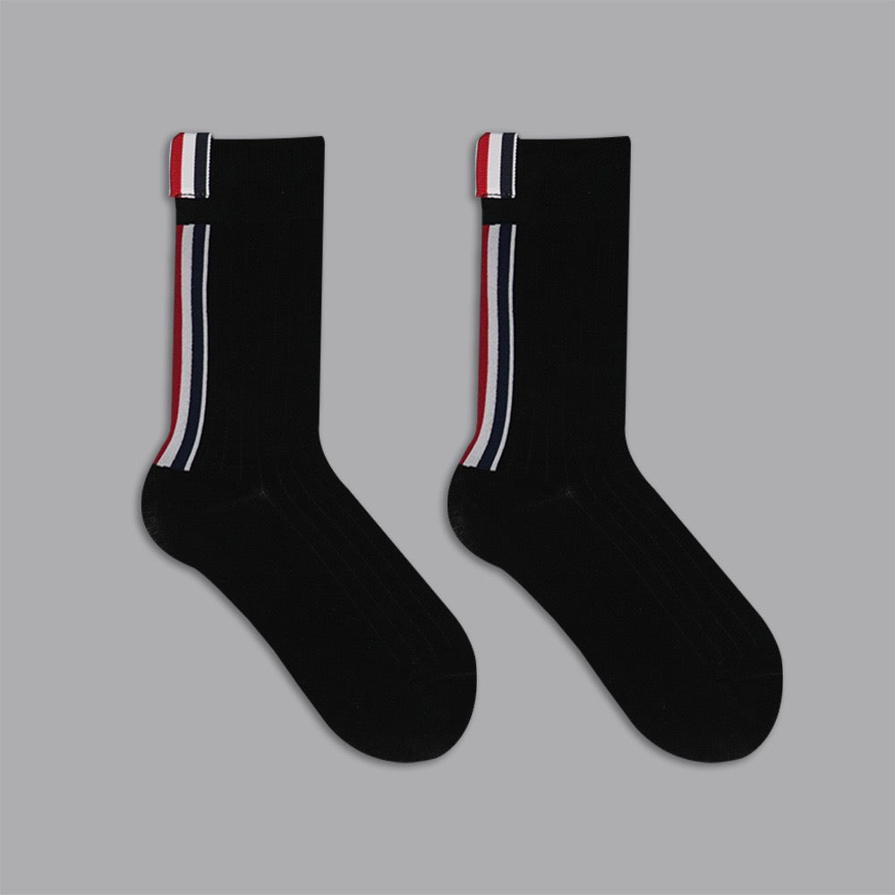 Thom Browne Classic Four-Bar Mid-Calf Socks - Premium Cotton 3-Pack
