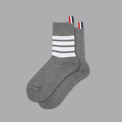 Thom Browne Classic Four-Bar Mid-Calf Socks - Premium Cotton 3-Pack